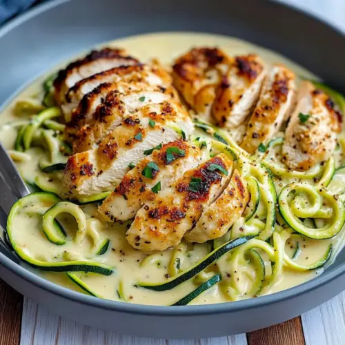 Zucchini Noodle Chicken Alfredo