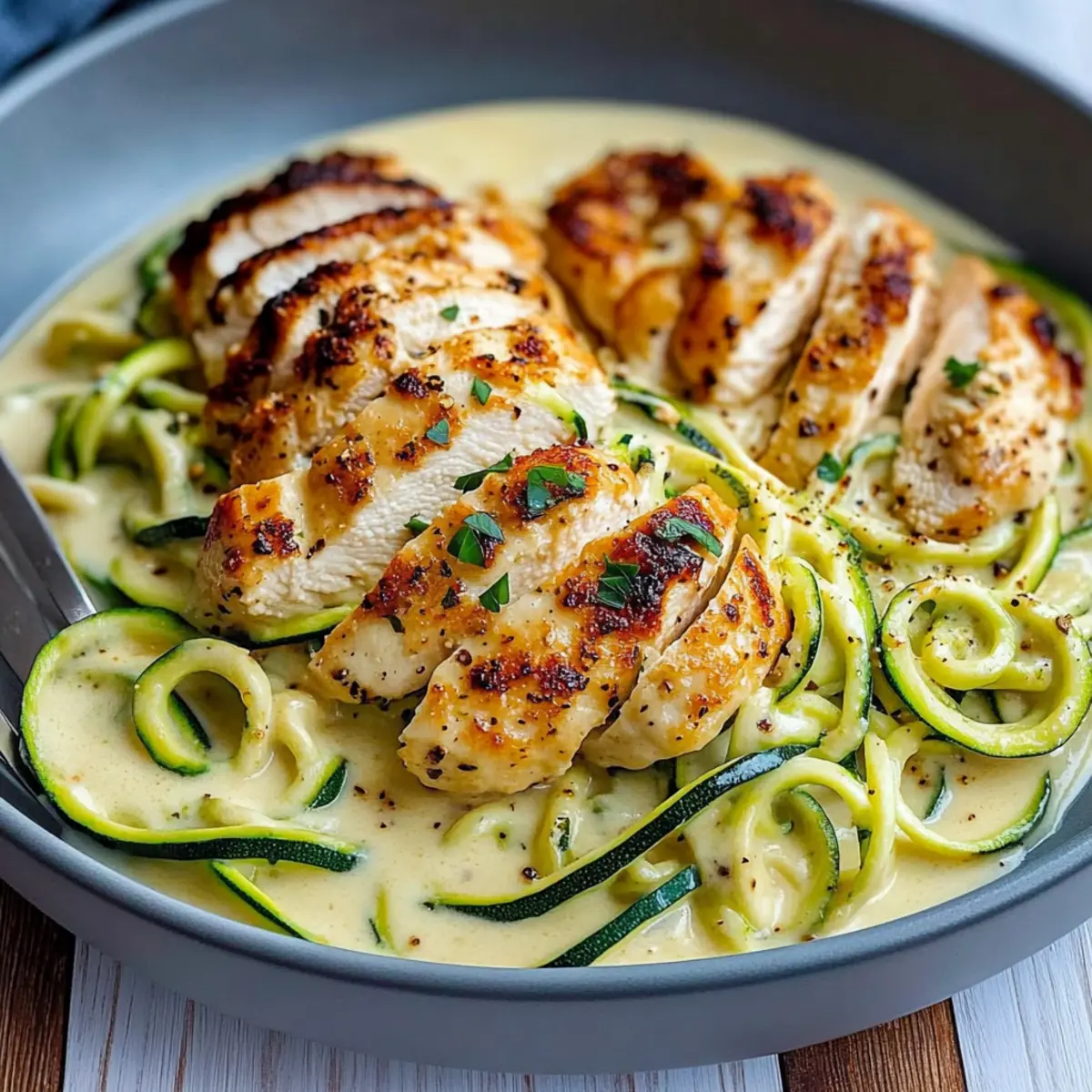 Zucchini Noodle Chicken Alfredo