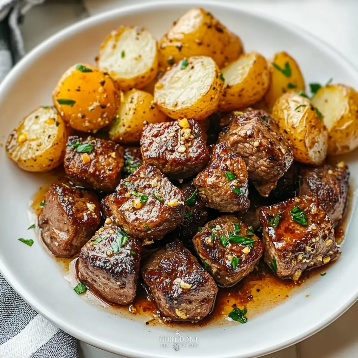 Garlic Steak Bites and Potatoes Recipe