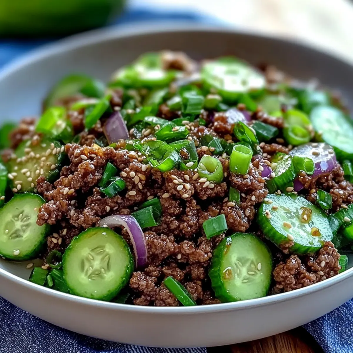Ground Beef with Cucumber Salad