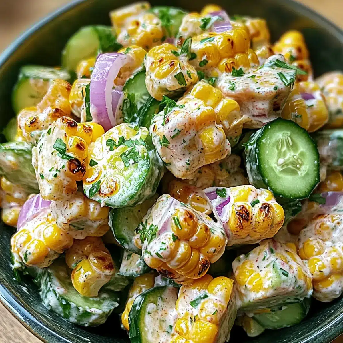 Street Corn Creamy Cucumber Salad