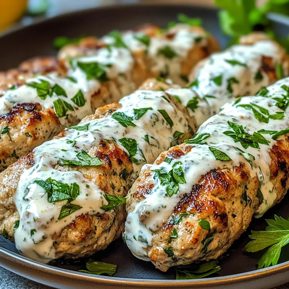 Chicken Kofta with Garlic Yogurt Sauce