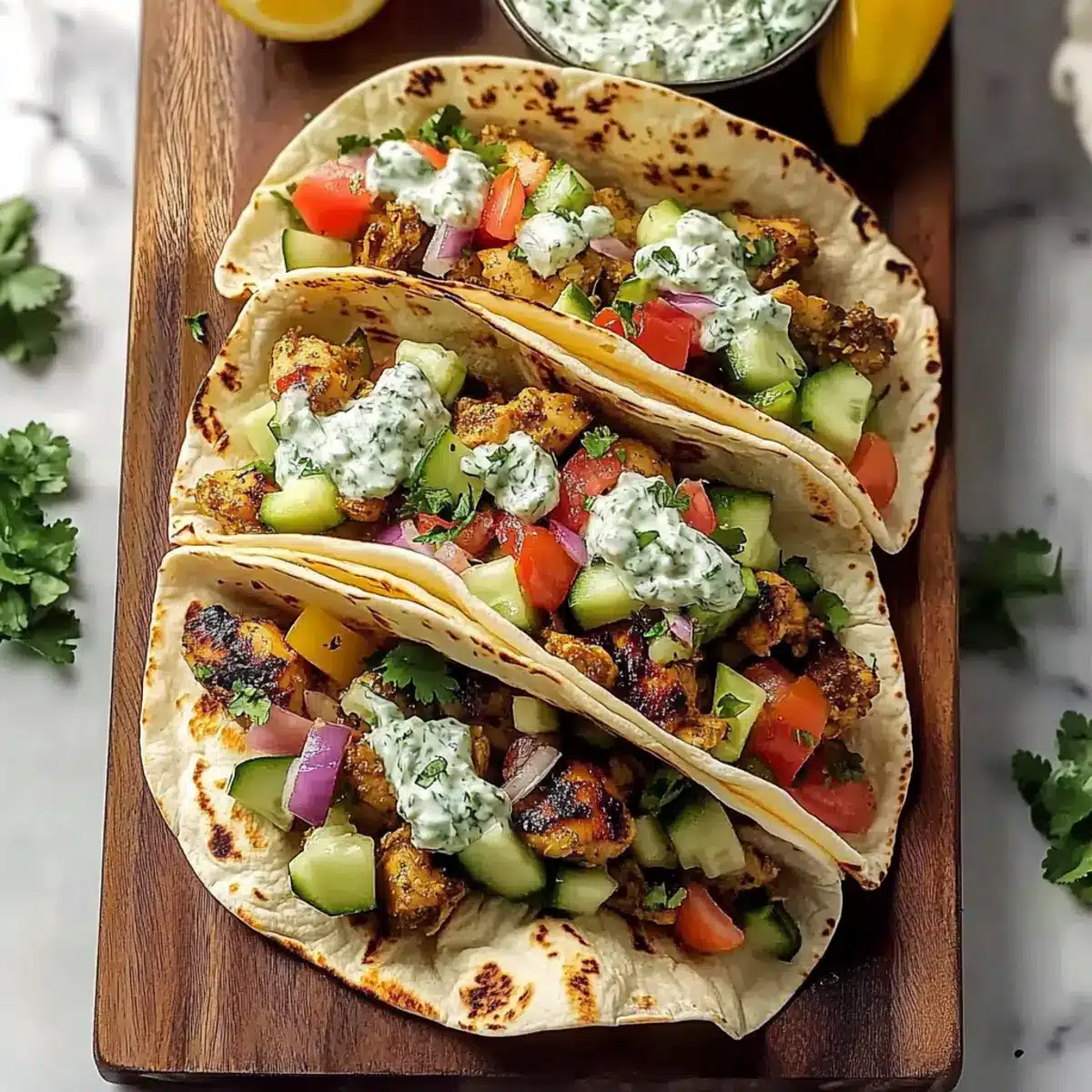 Grilled Mediterranean Chicken Tacos