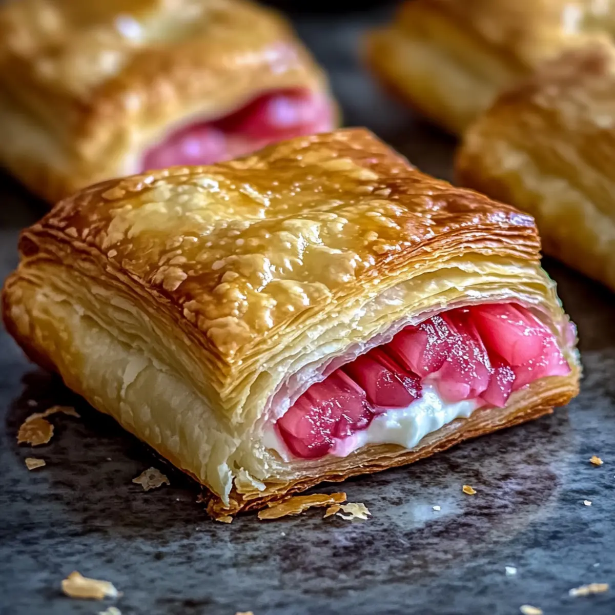 Rhubarb Cream Cheese Puff Pastries