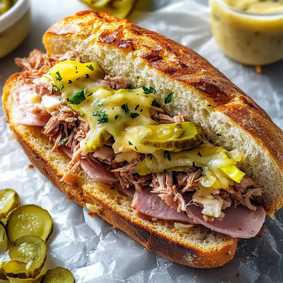 Cuban Garlic Bread Sandwiches