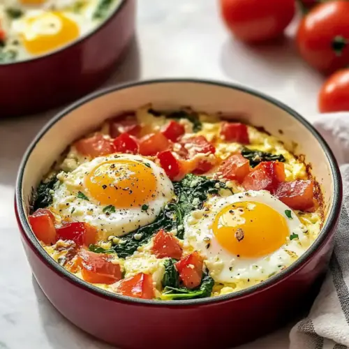 Mediterranean Baked Feta Eggs with Spinach