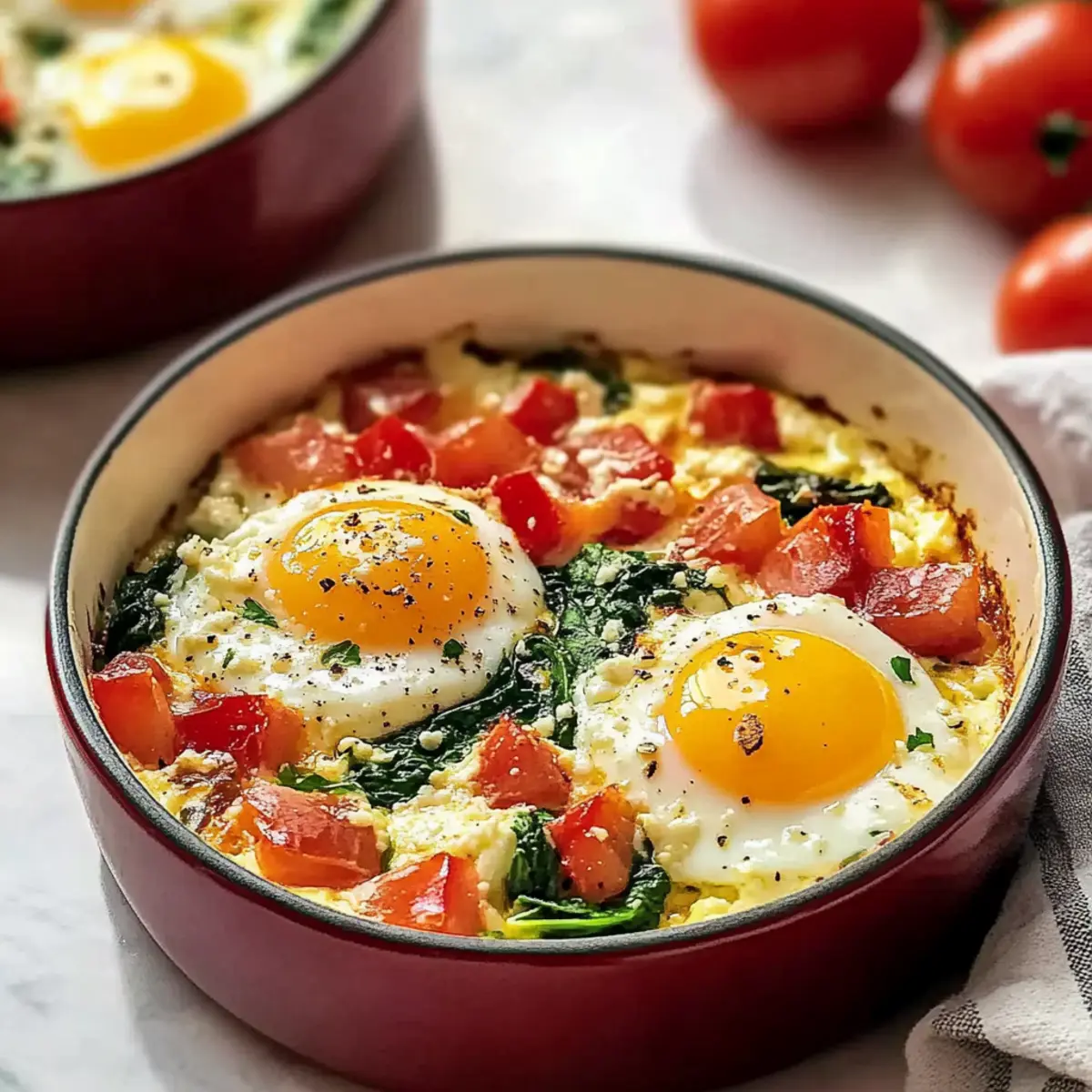 Mediterranean Baked Feta Eggs with Spinach