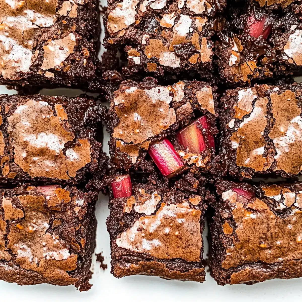 Dark Chocolate Rhubarb Brownies