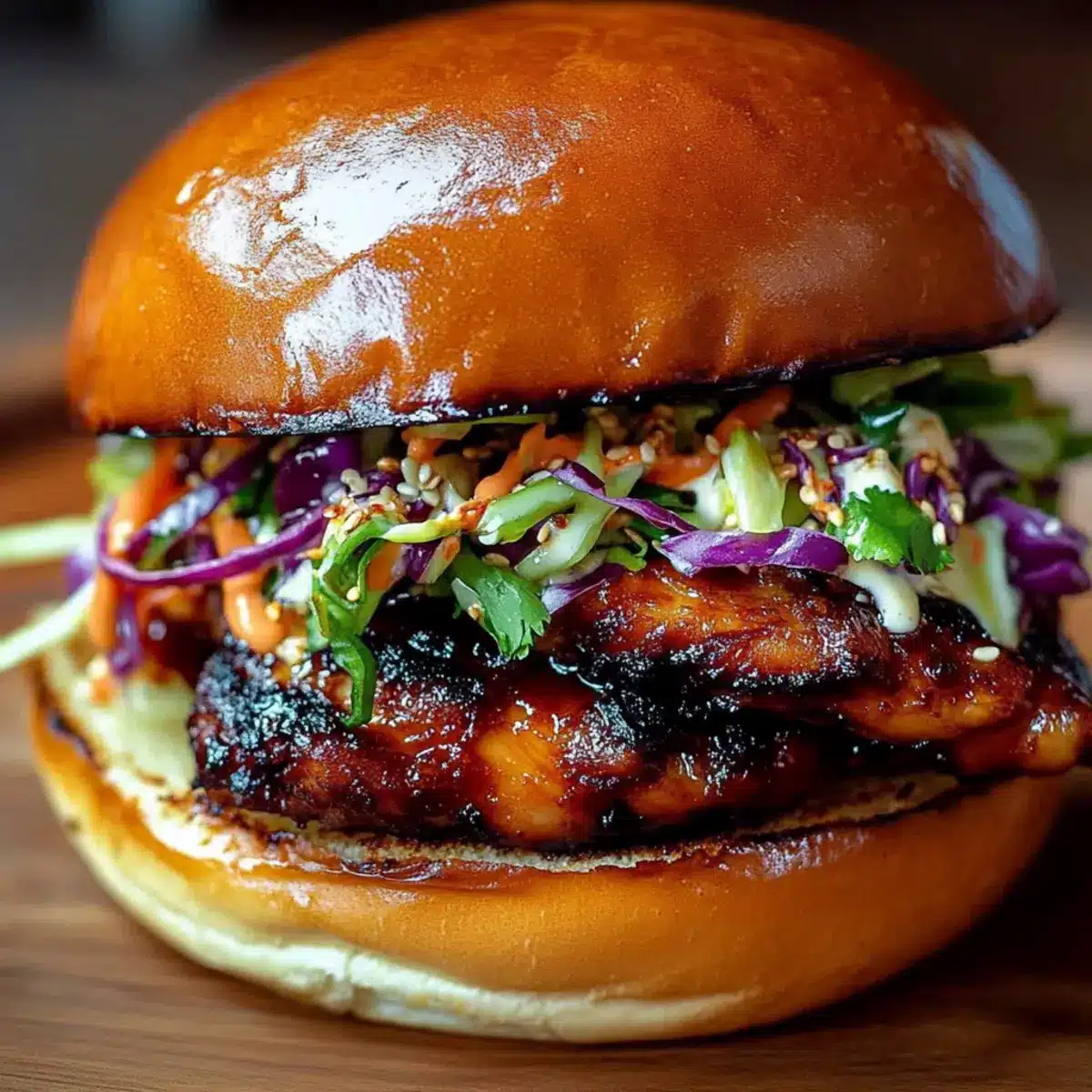 Korean BBQ Chicken Sandwich with Cabbage