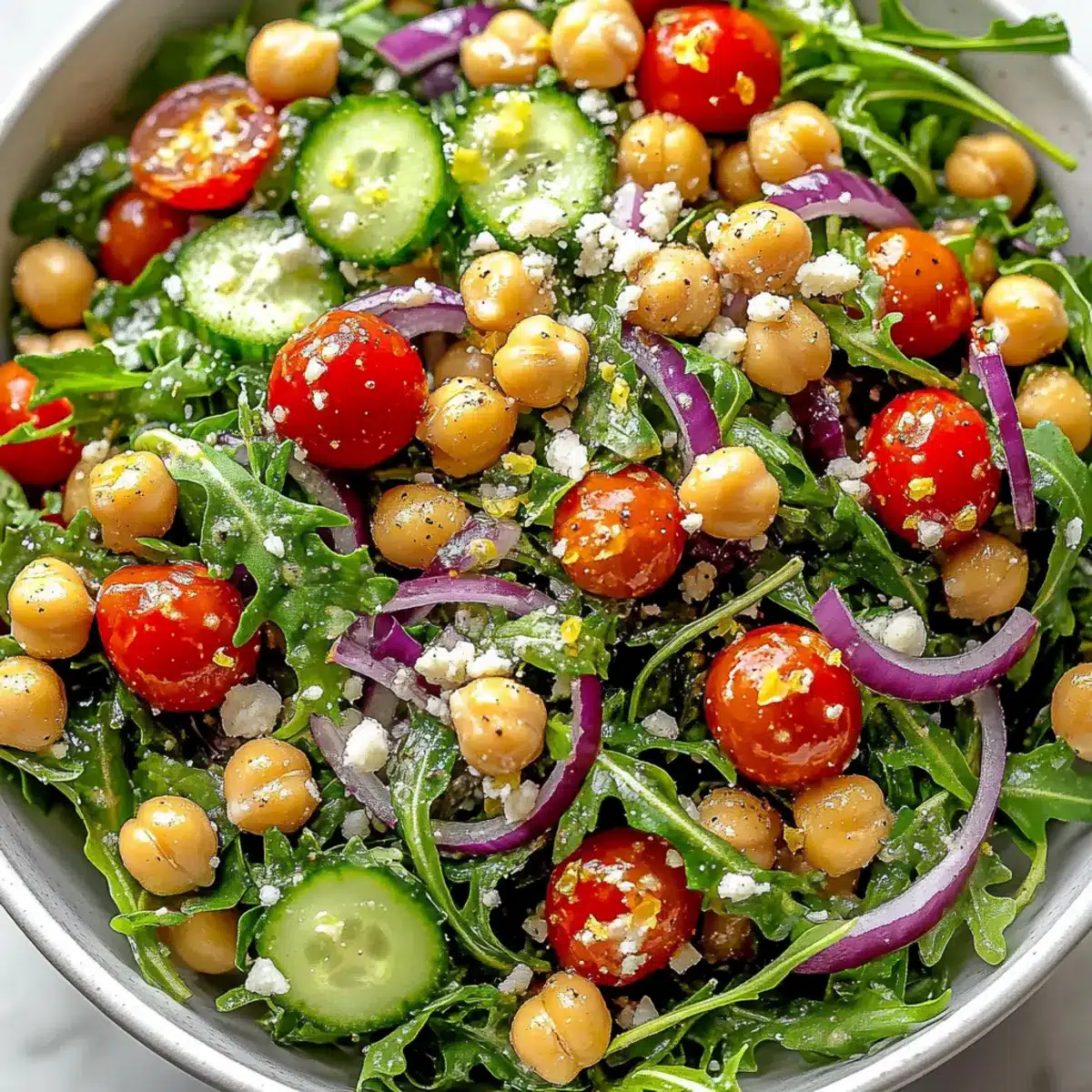 Chickpea Arugula Salad with Lemon Dijon Dressing