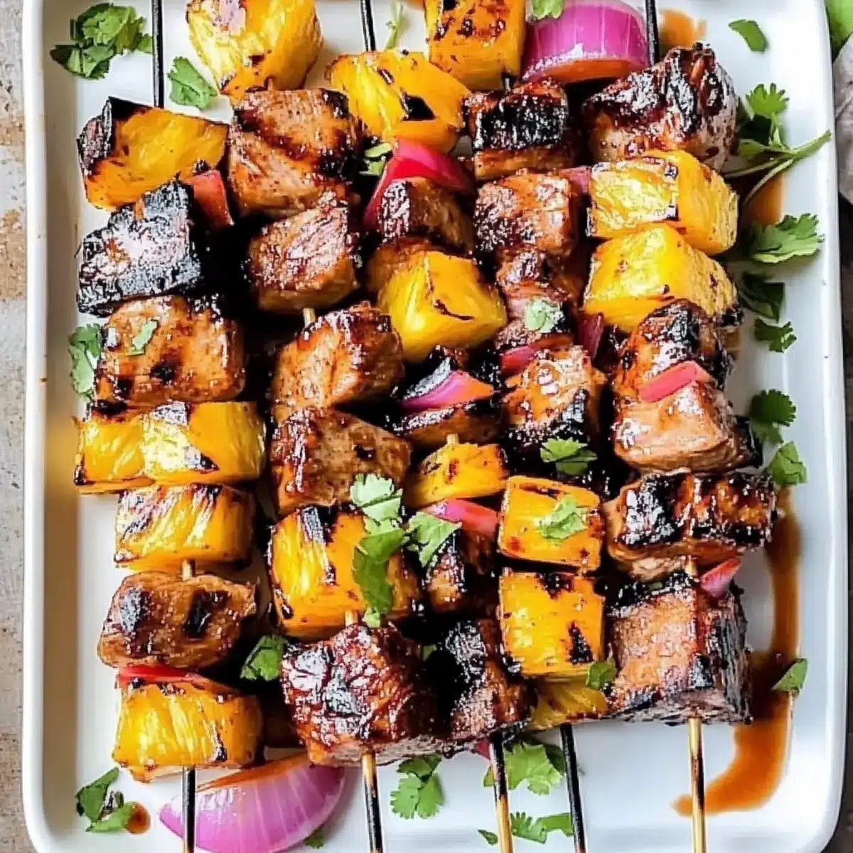 Pineapple BBQ Pork Skewers