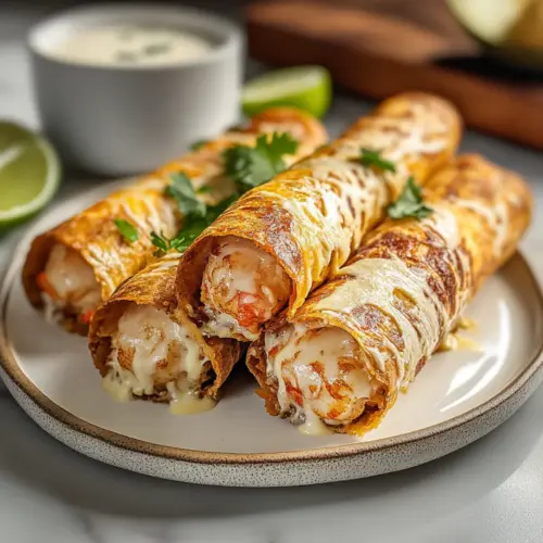 Crispy Crab & Shrimp Queso Taquitos
