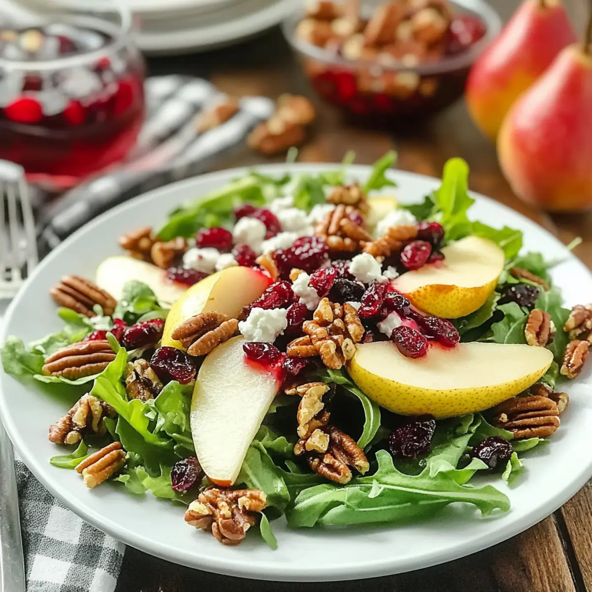 Fresh Fall Salad with Cranberry Vinaigrette and Pears