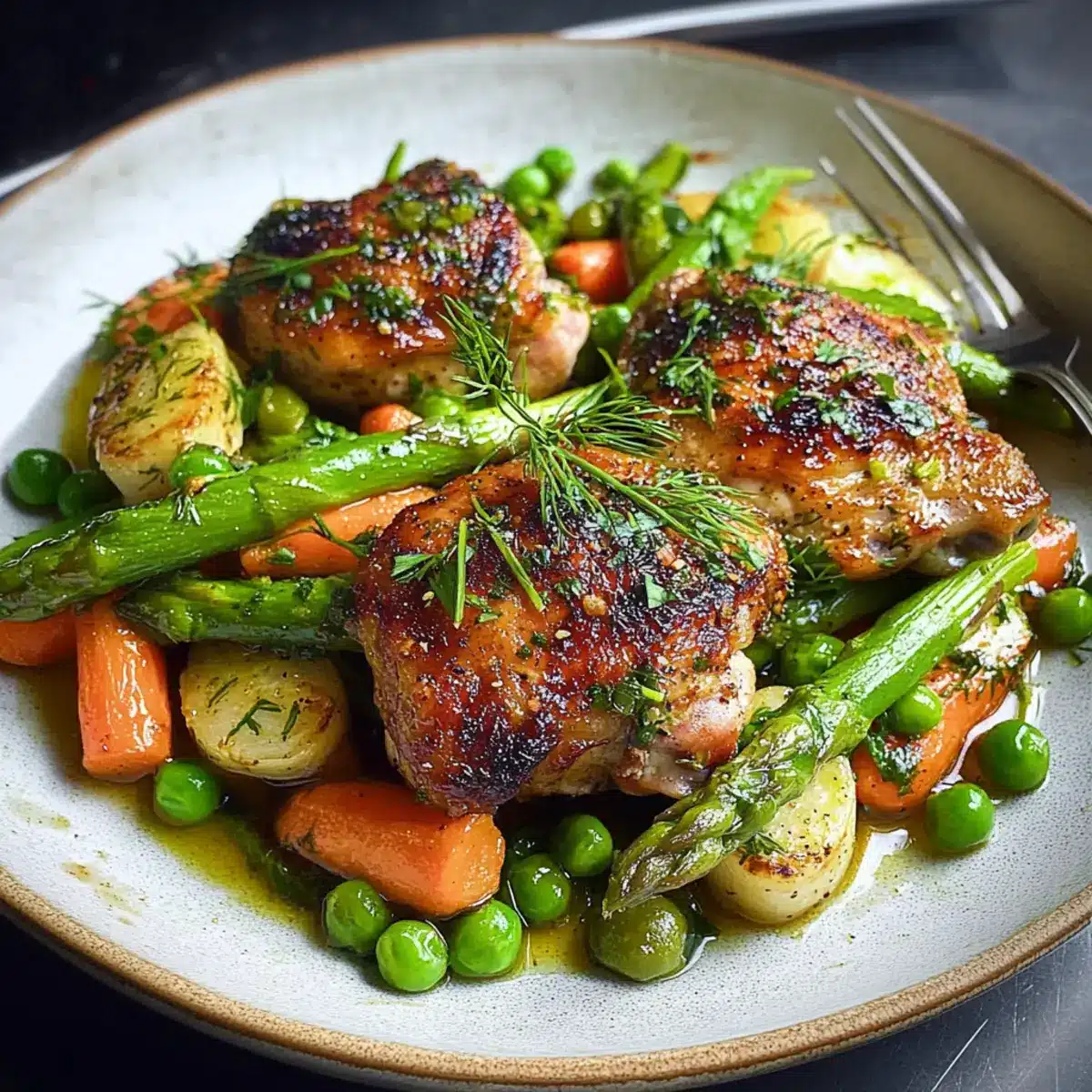 Pan-Roasted Chicken Thighs with Spring Vegetables