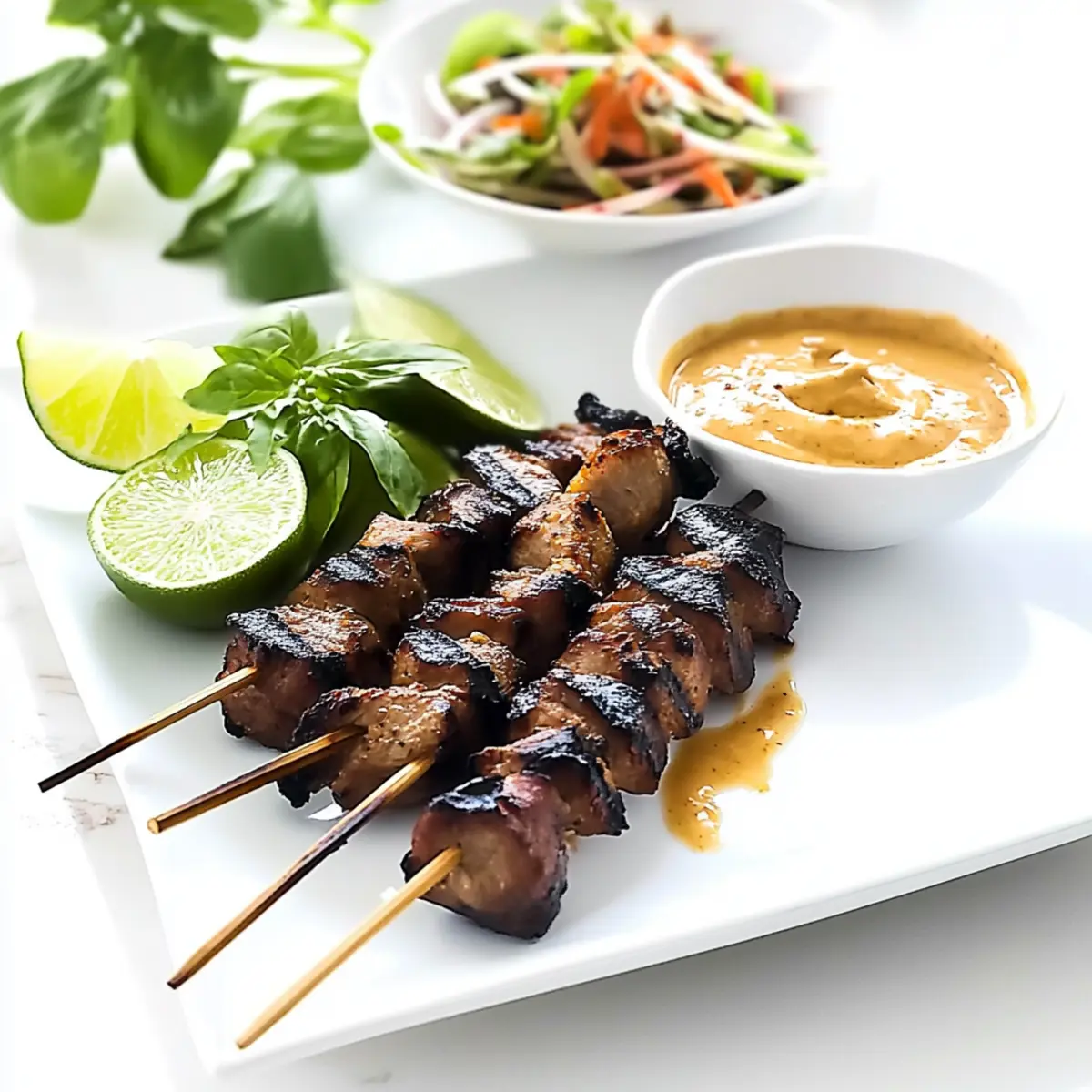 Grilled Pork Skewers with Peanut Sauce