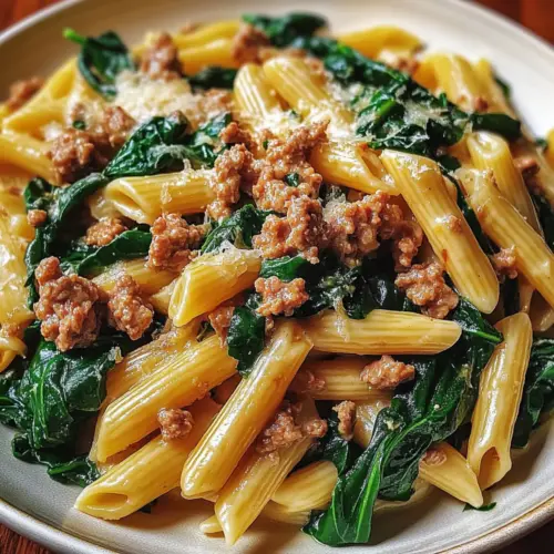 Creamy Ground Turkey Spinach Pasta