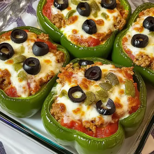 Creamy Pizza Stuffed Bell Peppers