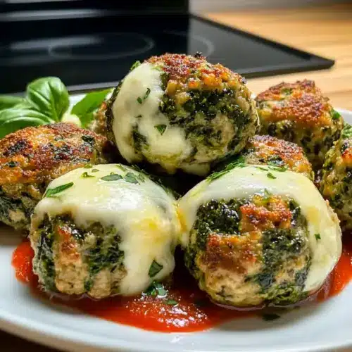 Spinach Meatballs with Mozzarella