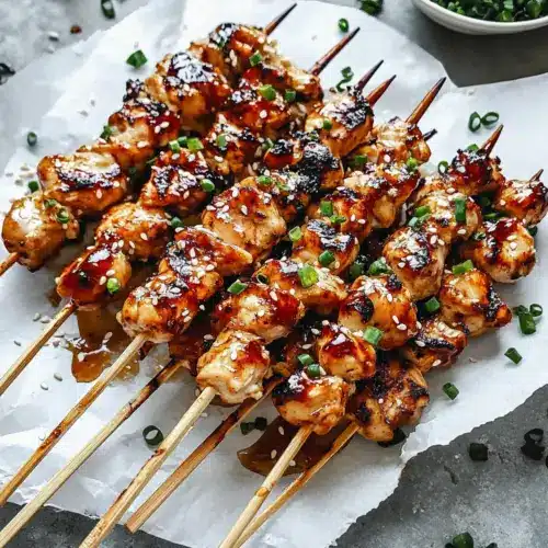 Asian Chicken Skewers with Honey Garlic Sauce