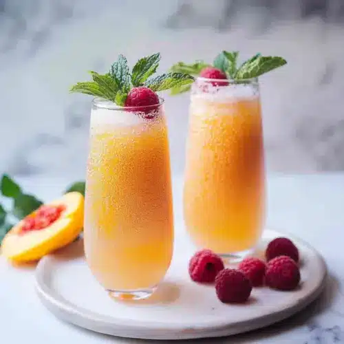Non Alcoholic Peach Bellini Mocktail