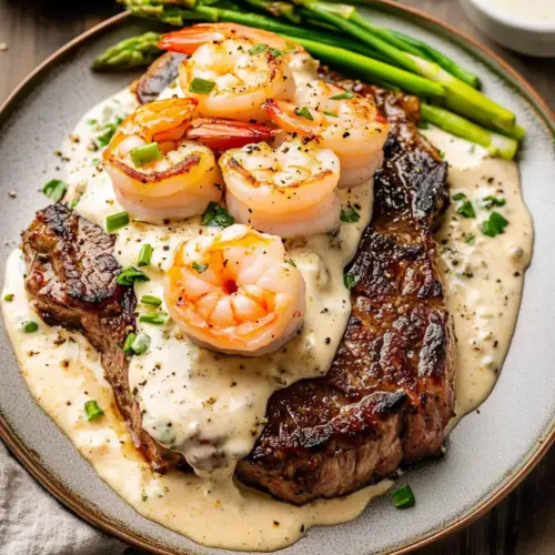 Steak and Creamy Shrimp
