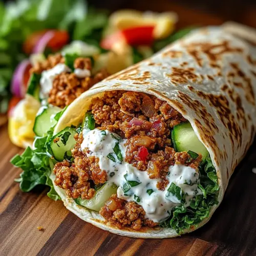 Mediterranean Chicken Wrap with Spicy Feta Cream