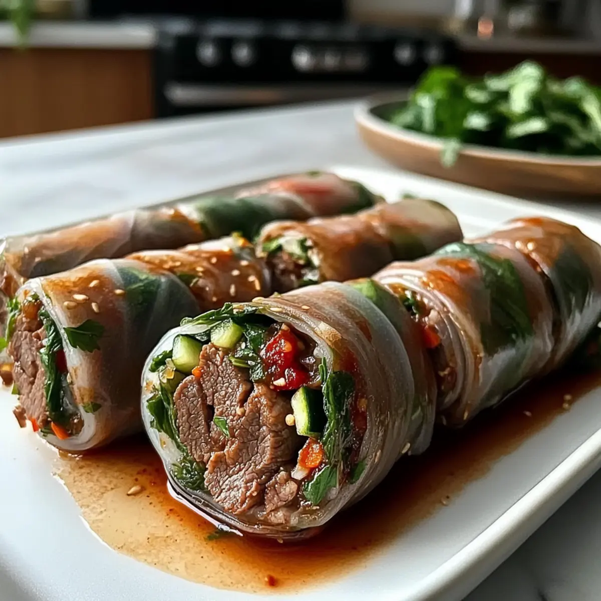 Spicy Thai Basil Beef Rolls