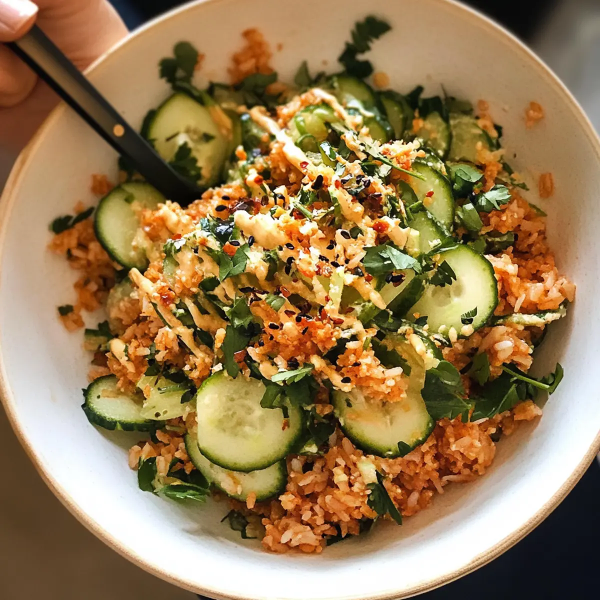 Crispy Rice Salad with Cucumbers and Herbs
