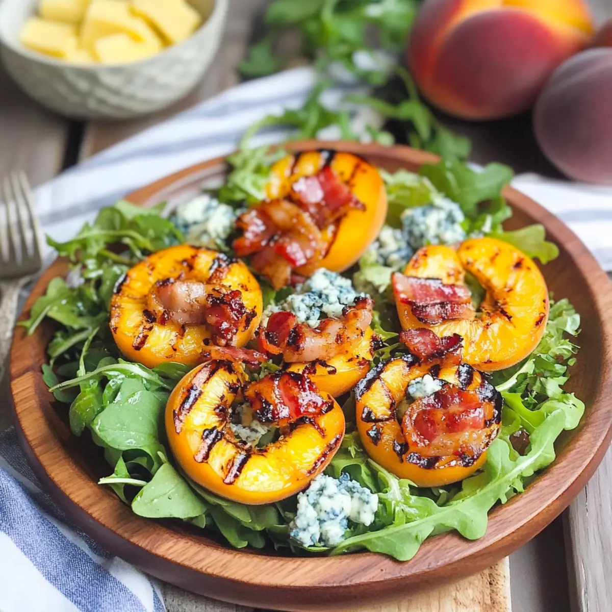 Grilled Peach Salad with Honey Vinaigrette