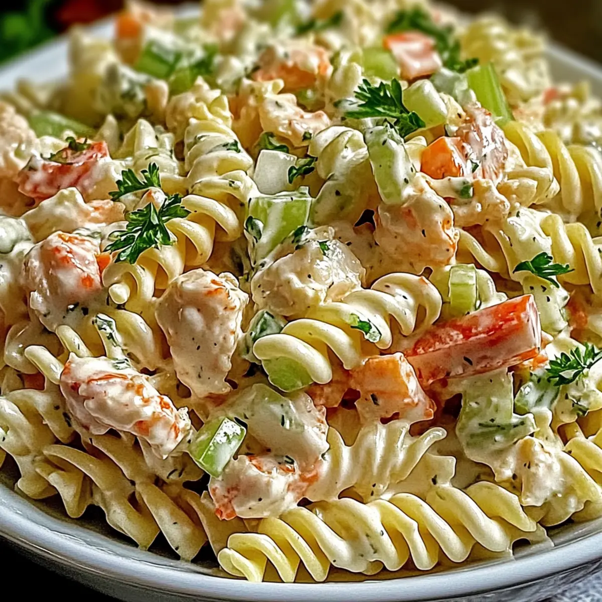 Homemade Crab Pasta Salad with Ranch Dressing