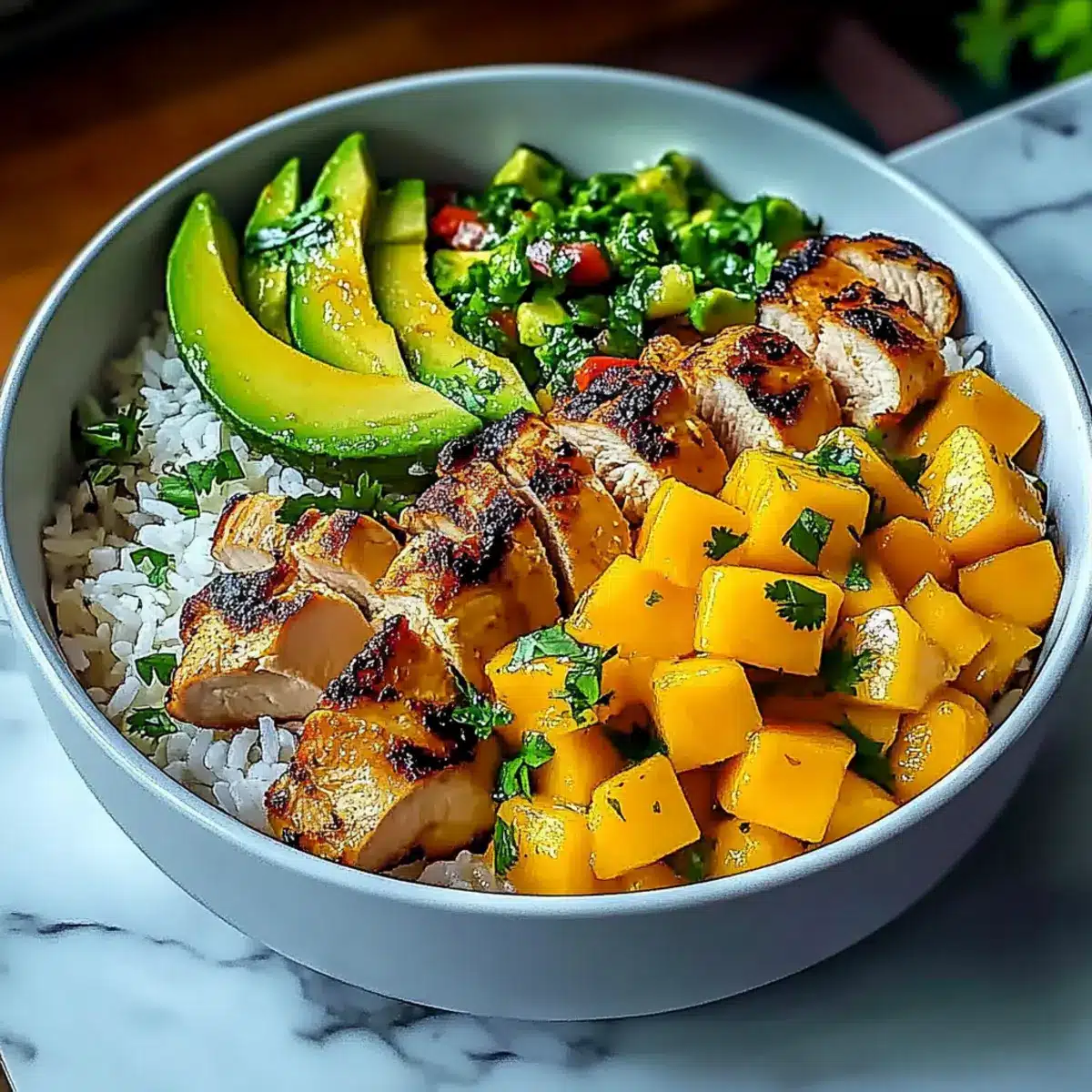 30-Min Chicken Mango Rice Bowl