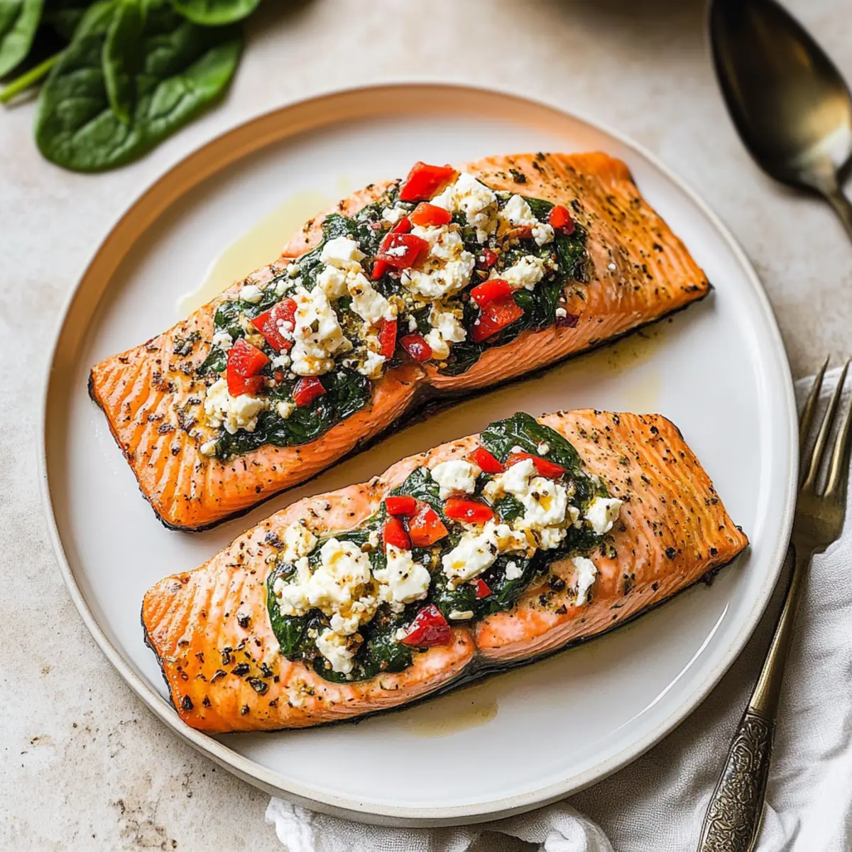 Stuffed Salmon With Spinach & Feta