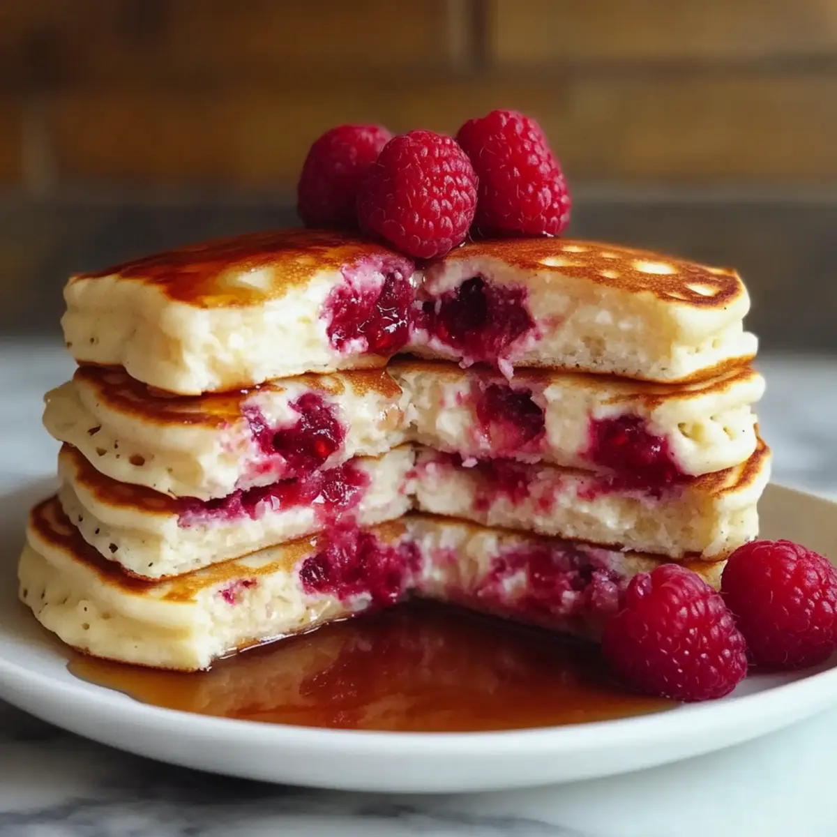 Raspberry Cheesecake Pancakes