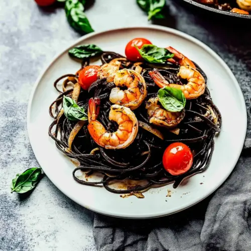 Squid Ink Pasta with Shrimp