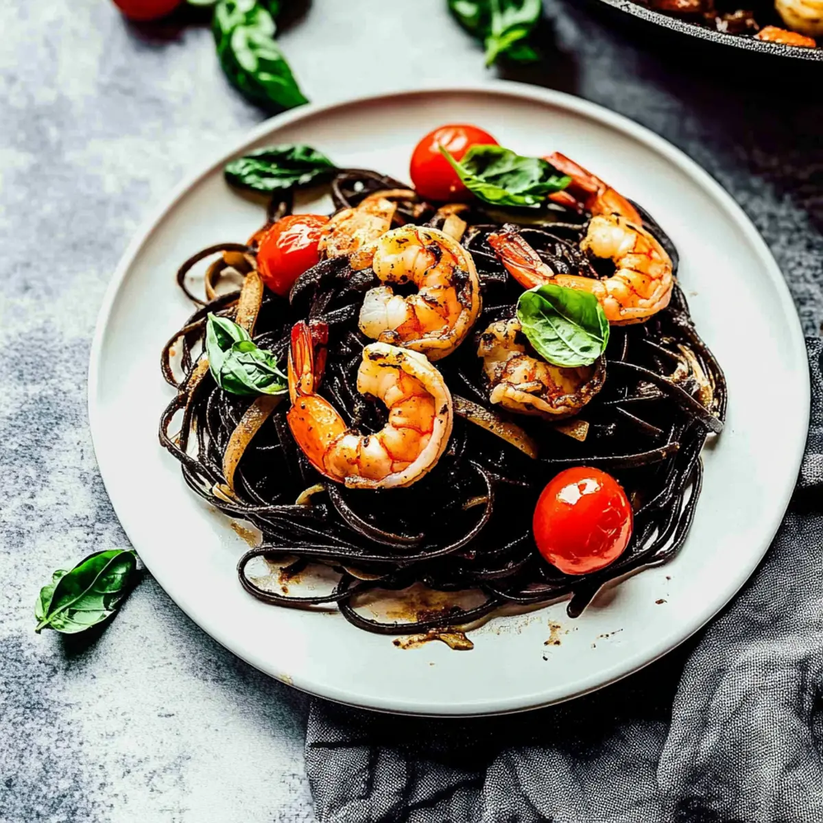 Squid Ink Pasta with Shrimp