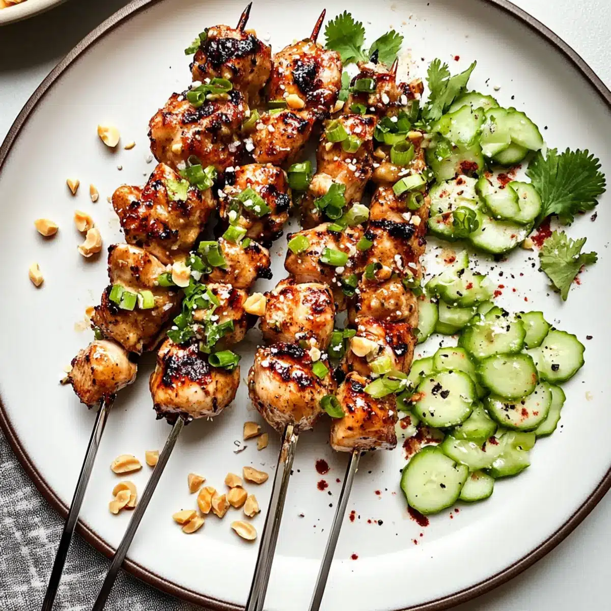 Peanut Sauce-Marinated Chicken Skewers
