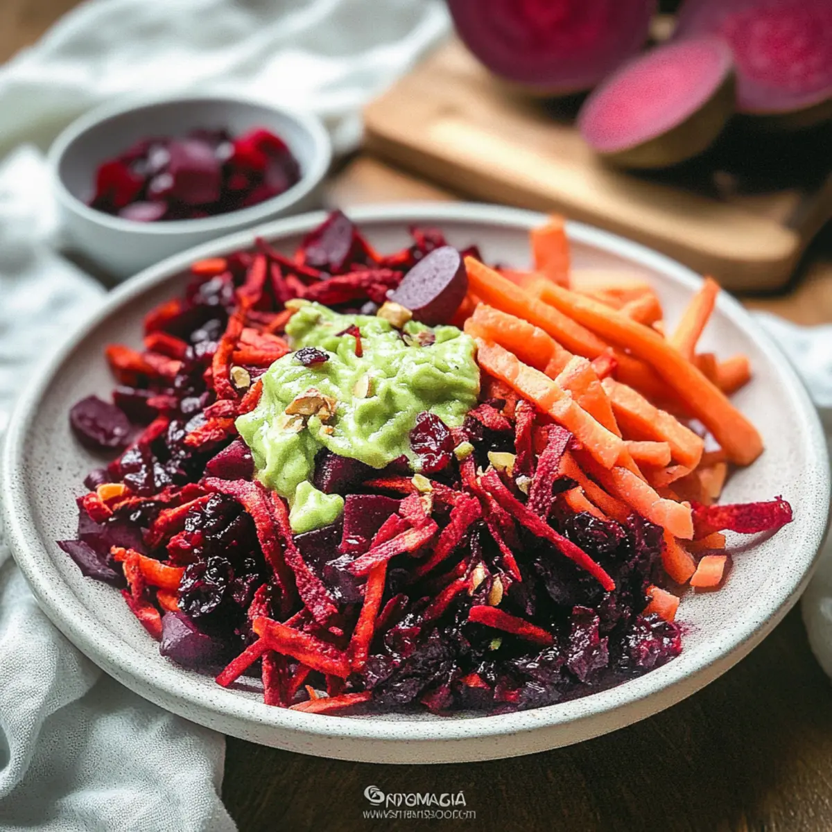 Beetroot And Carrot Salad With Creamy Dressing