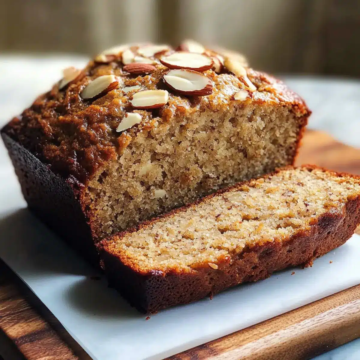 Moist Vegan Banana Bread with Coconut Sugar and Almonds