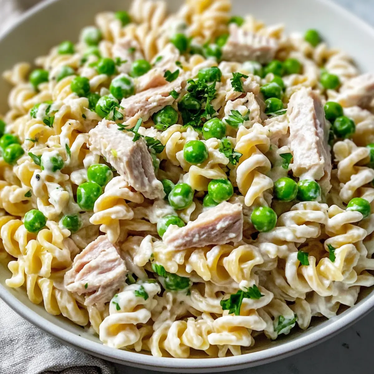 Tuna Pasta Salad with Peas and Creamy Mayo