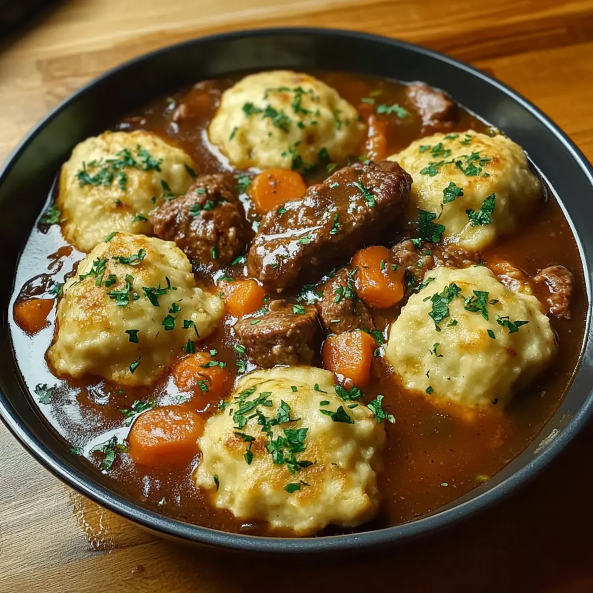 Beef Stew with Cheddar Herb Dumplings