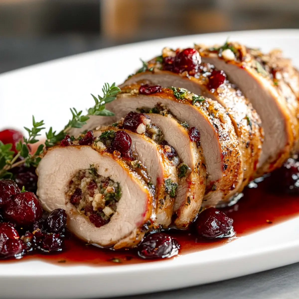 Cranberry-Stuffed Pork Tenderloin with Sage