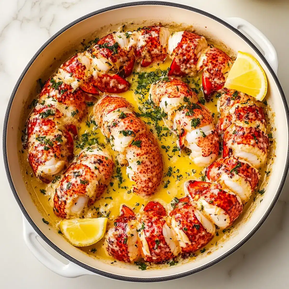 Easy Garlic Butter Poached Lobster Tails