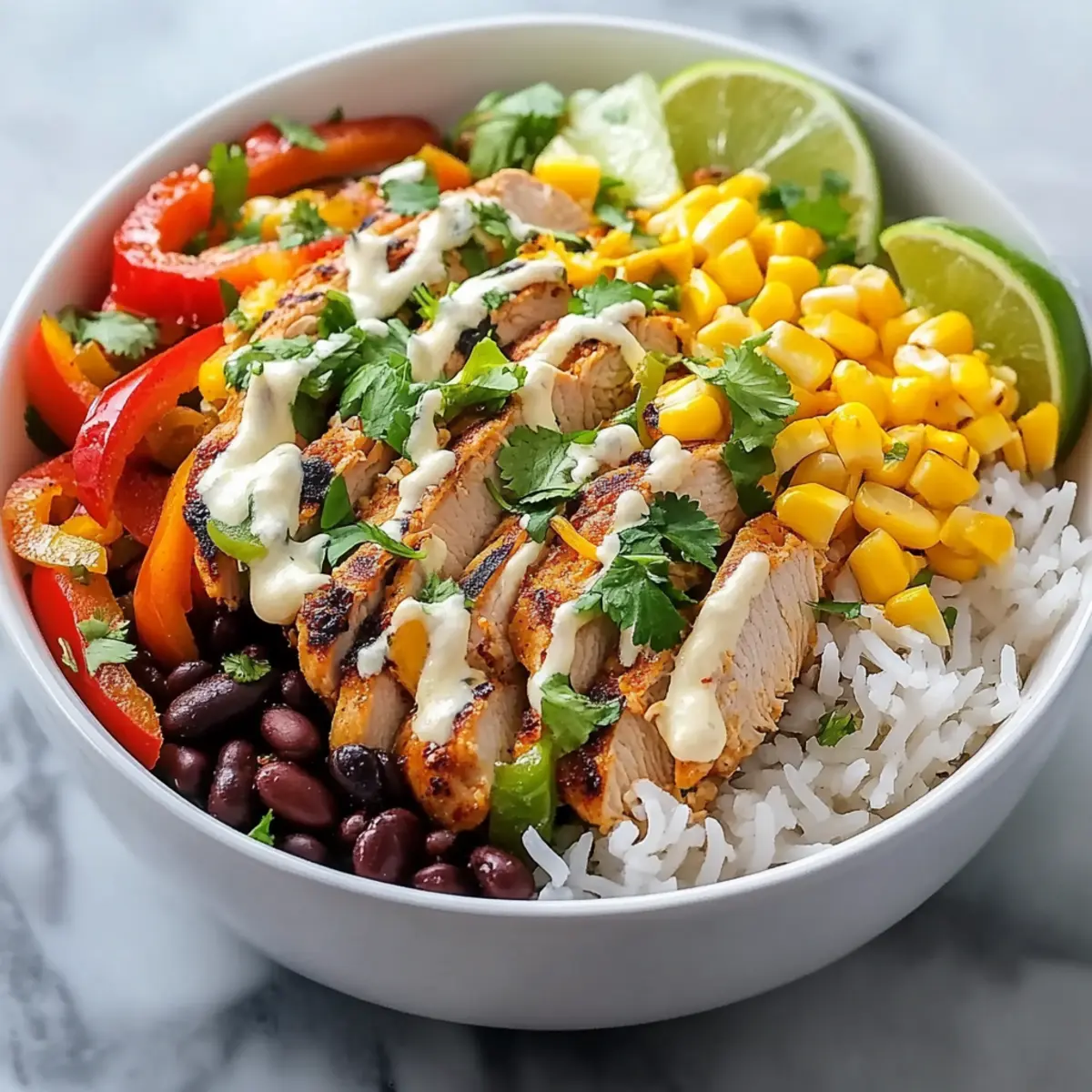 Loaded Chicken Fajita Rice Bowl