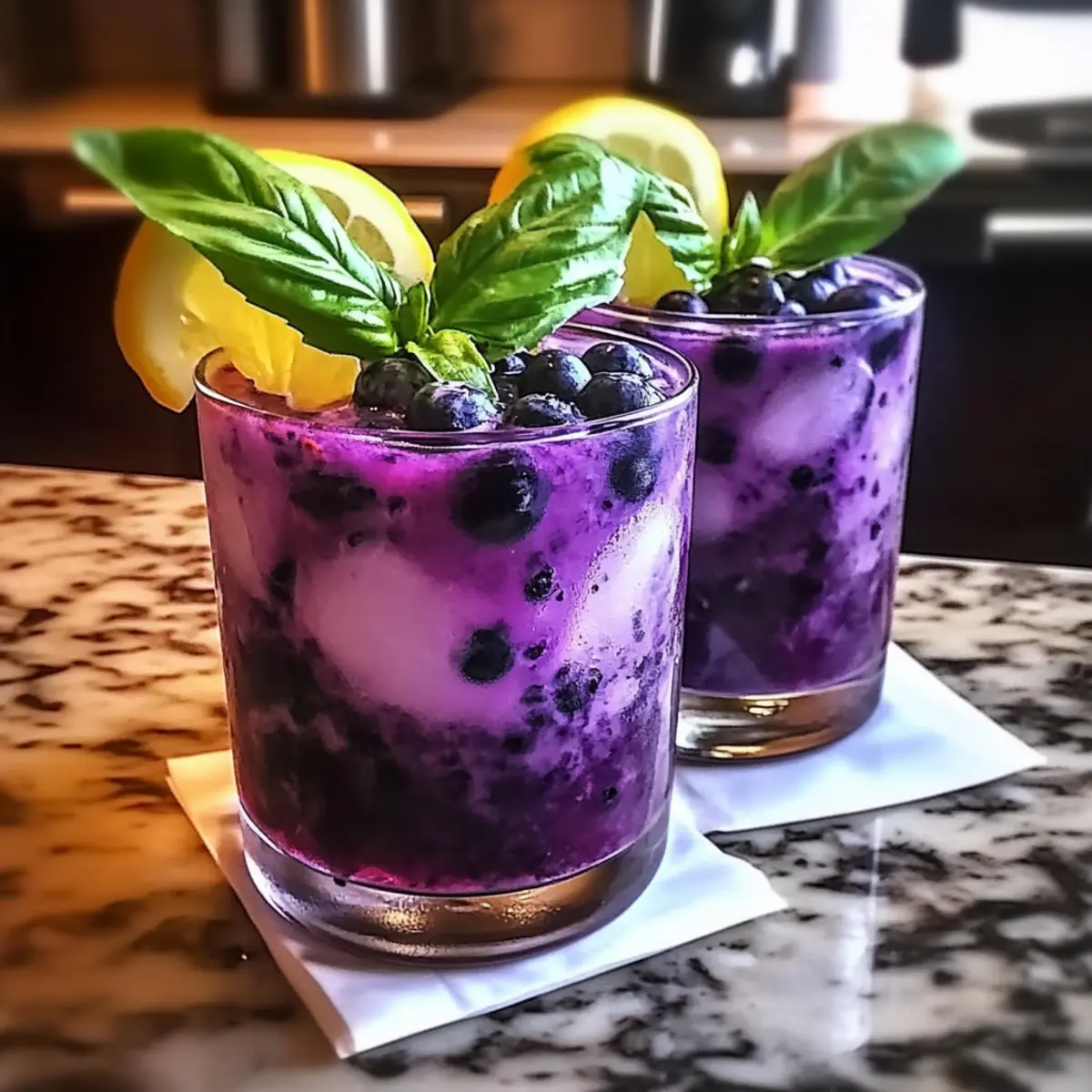 Blueberry Basil Lemon Lavender Mocktail