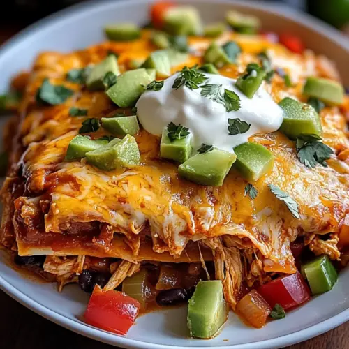 Shredded Chicken Enchilada Casserole