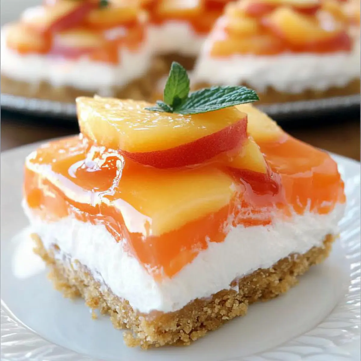 No-bake Fresh Peach Cheesecake Dessert