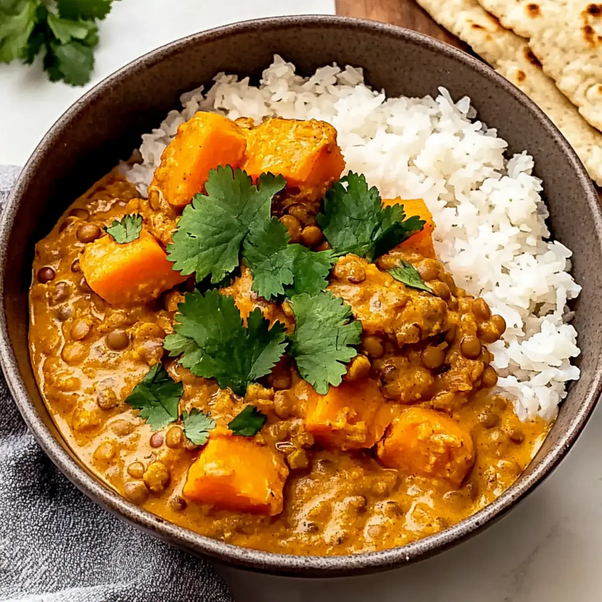 Red Lentil Curry with Sweet Potatoes