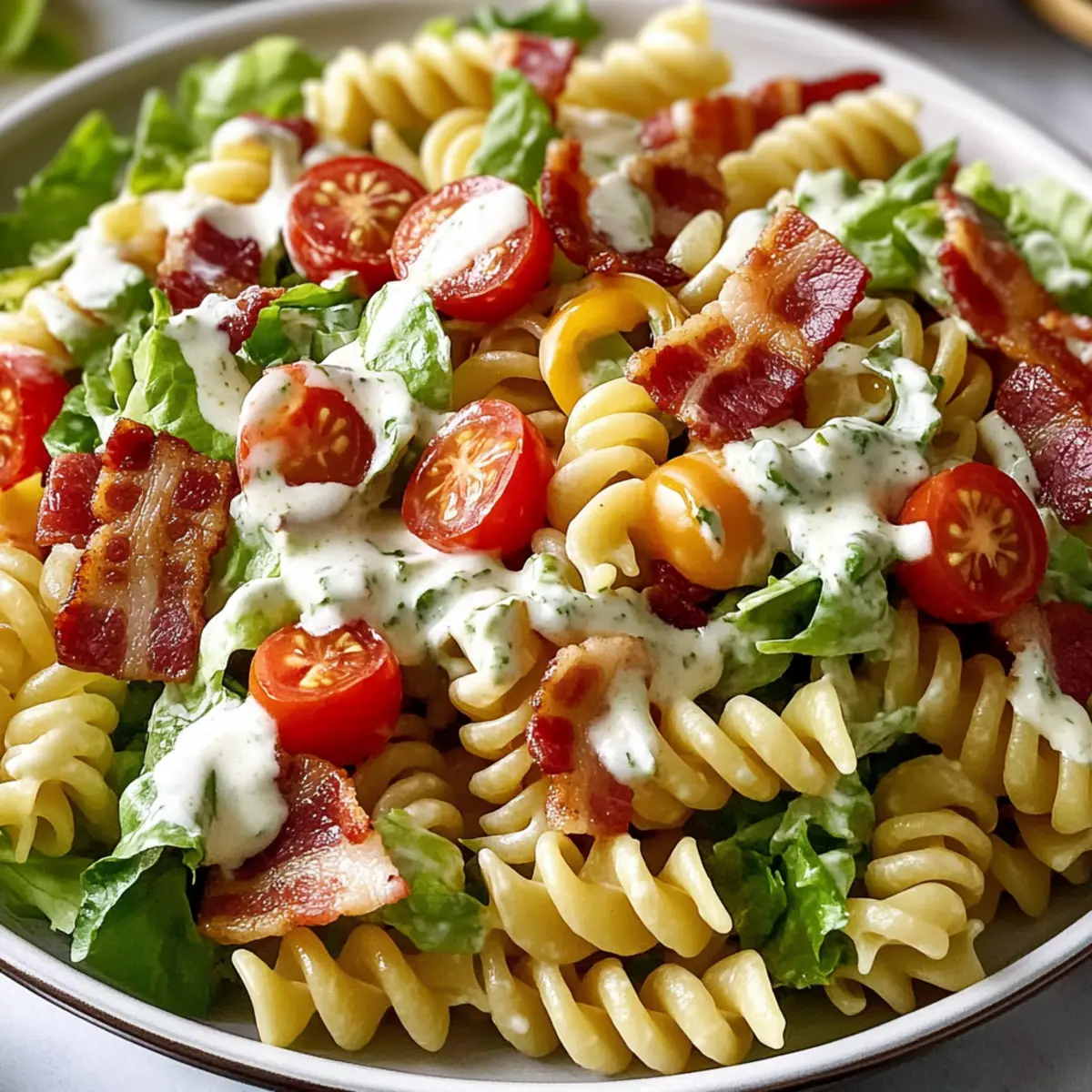 BLT Pasta Salad with Bacon Ranch Dressing