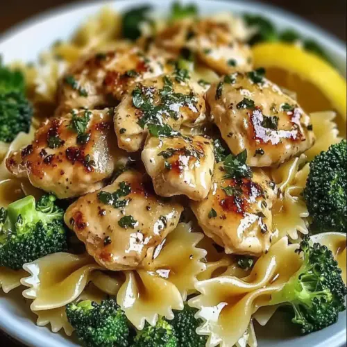 Cowboy Butter Lemon Bowtie Chicken with Broccoli