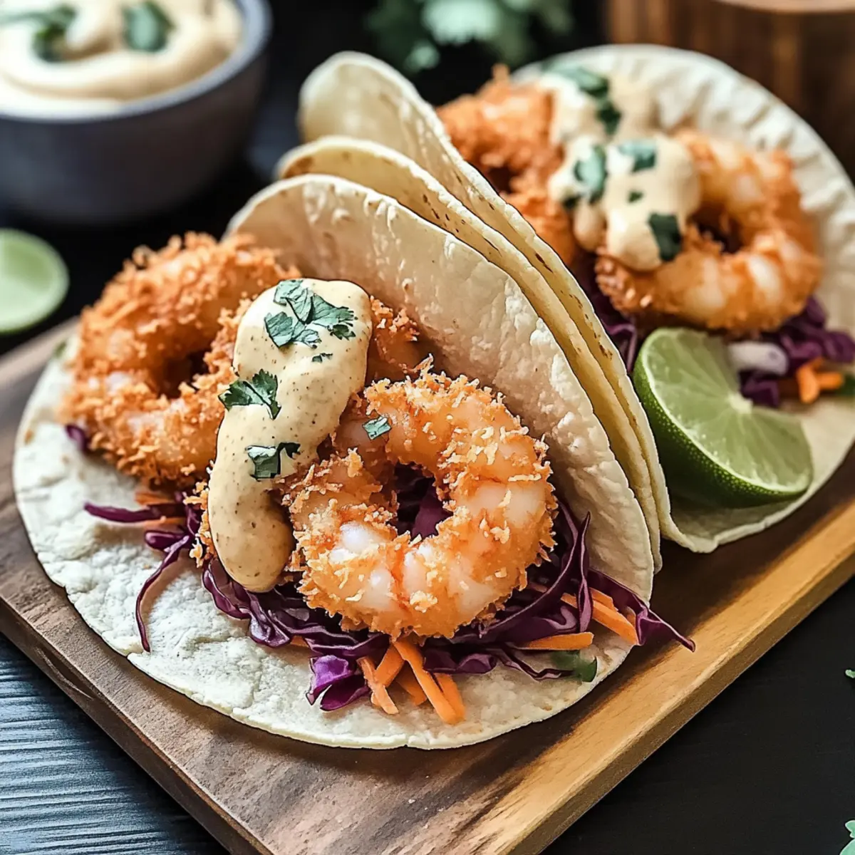 Coconut Shrimp Tacos with Spicy Lime Sauce